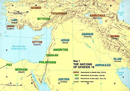 Map: Nations of Genesis 10